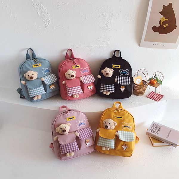

children's school bag fashion cute bear doll large-capacity travel children backpack