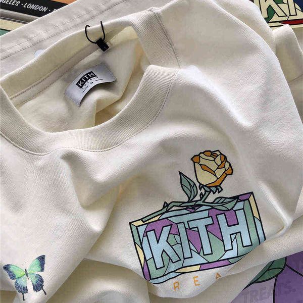 

fashion brand designer t shirt kith box t-shirt casual men women 1:1 quality shirt floral print summer daily, White;black
