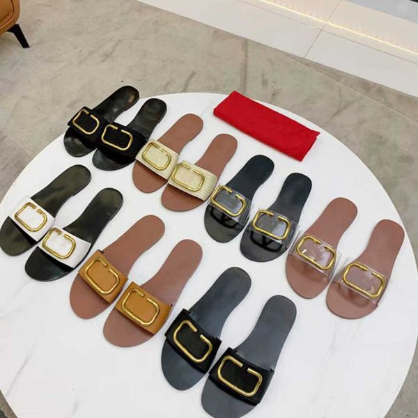 

women sandal flat slippers v signature slide desginer flat black brown leather slides transparent slipper flip flop simple versatile classic