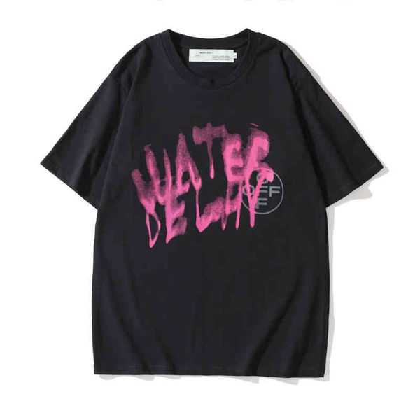 

2022 summer new white red arrow print short sleeve 2022 brand trend fashion design men's and women's same t-shirt, White;black