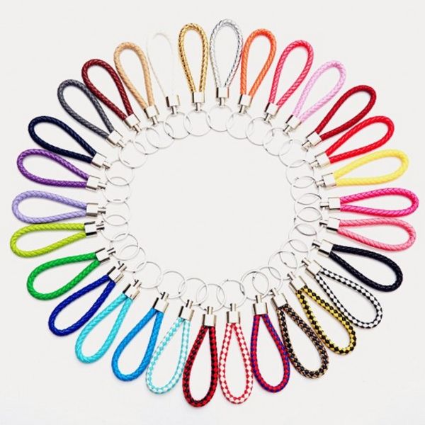 

28 color pu leather braided key chain rope ring suitable for diy ring pendant key chain seat car key chain jewelry accessories in bulk, Silver