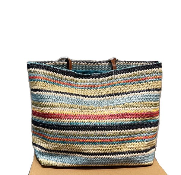 

brand straw design bag letter print contrast raffia woven bags shoulder messenger bag fashion square totes