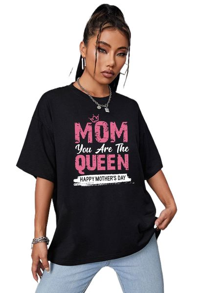 

slogan graphic drop shoulder t-shirt x4ej#, White