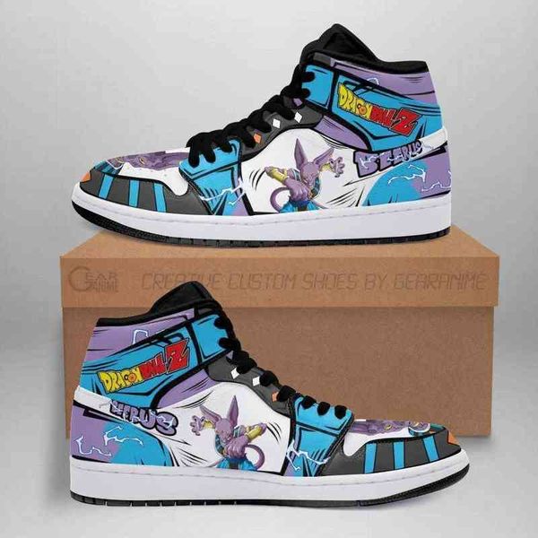 

beerus agon ball super anime sneakers fan gift, Black