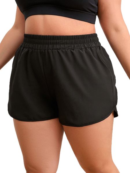 

plus solid sports shorts s2w5#, Black