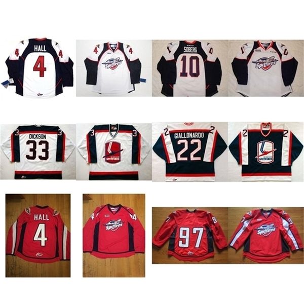 C26 Nik1 Personalizar Ohl Windsor Spitfires Jersey Mens Womens Crianças 33 John-Scott Dickson 22 Paul Giallonardo 4 Taylor Hall Hockey Jerseys Jerseys Corte