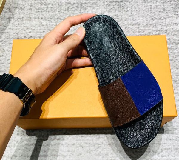 

the latest summer men lovers women flip flops slipper fashion leather slides sandals ladies casual color beach play shoes, Black