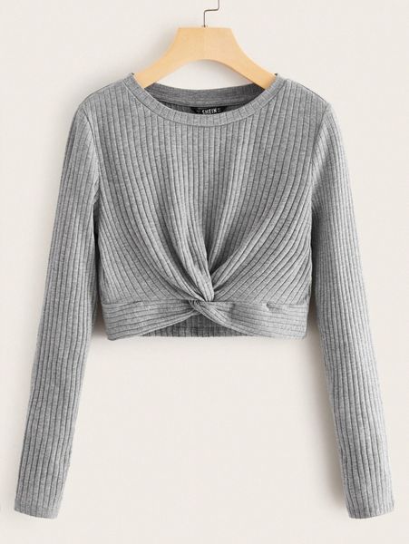 

twist front rib-knit k7xf#, White