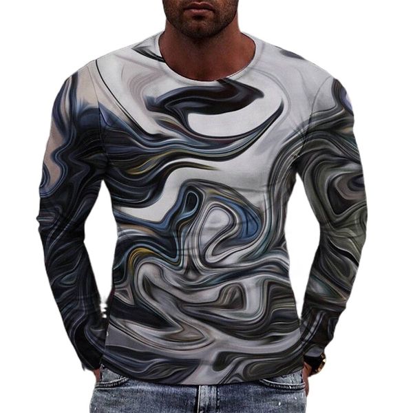 

men's tee t shirt 3d print graphic round neck casual daily print long sleeve fashion designer comfortable big and tall black l0kf#, White;black