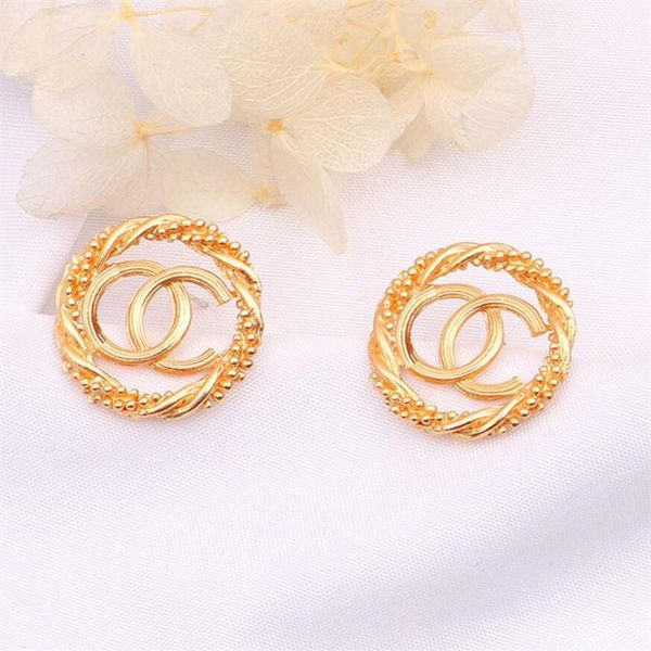 

18k gold plated golden ear stud earrings brand designers geometry double letters geometric women earring wedding party jewerlry cl269b, Golden;silver
