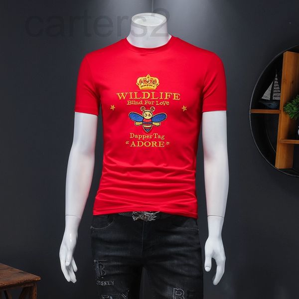 

men's t-shirts designer 1) 2021 summer wear men's mercerized cotton short sleeve embroidery t little bee fake mold-f33460 9cir2022, White;black