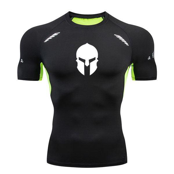 

brand t shirt fitness men compression running ight sport shirt raining jogging shirts gym sportswear quick dry rashgard mma 220622, White;black