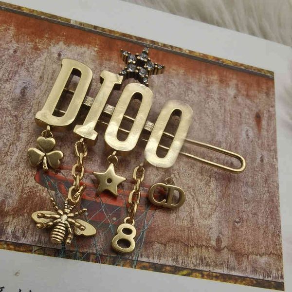 

fashion new jewelry trend luxury brand designer wholesale d home letter tassel net red hairpin simple temperament women's hair accsori, Silver