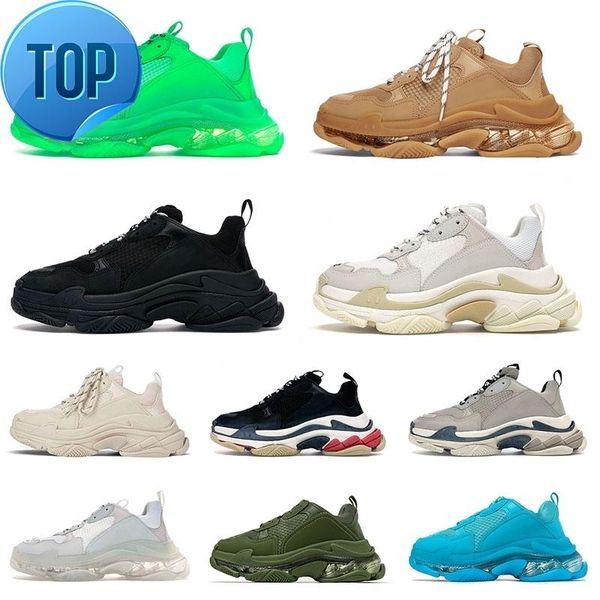 

triple s men women designer casual dad shoes vintage platform sneakers black paris 17fw white glitter luxury tennis flat trainers jogging