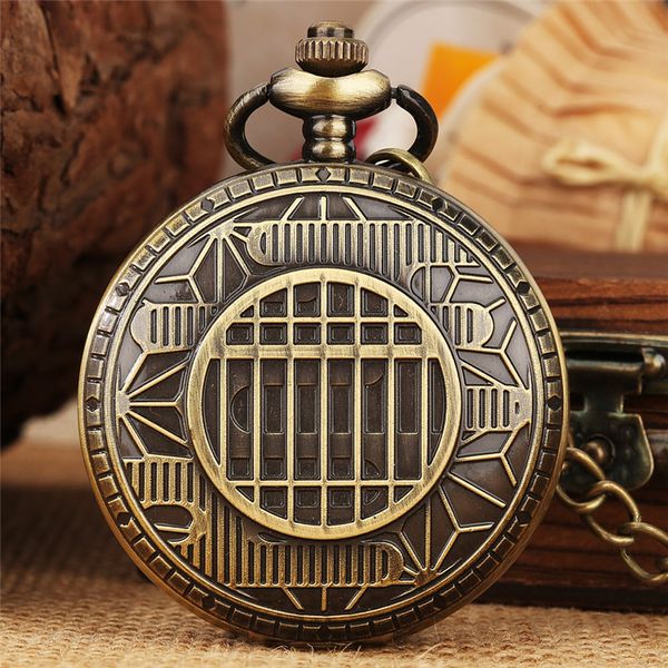 Relógio de Bolso Steampunk Cortina de Janela Esculpida Padrão Homens Mulheres Relógios Quartzo Colar Pingente Corrente Presente