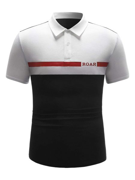

men colorblock letter graphic polo shirt t4oa#, White;black