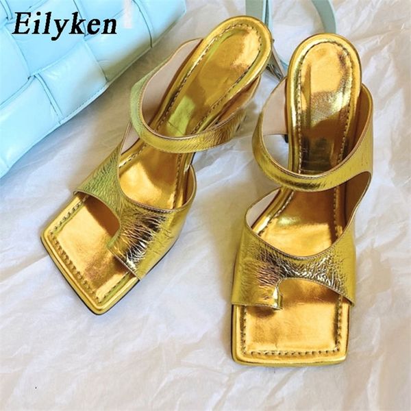

eilyken design women slipper elegant square toe high heels sandal shoes outdoor slip on dress shoes 220429, Black