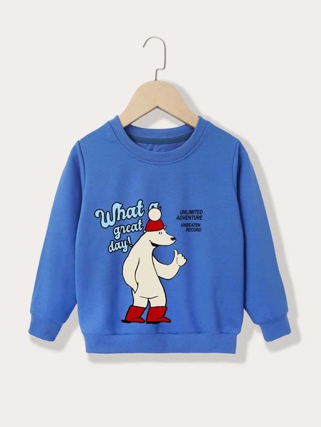 

toddler boys christmas slogan & cartoon graphic pullover she, Black