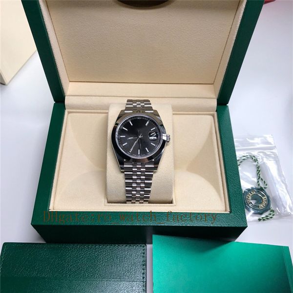 

men watch cal 3235 stainless steel sapphire waterproof 126300 wristwatches black disc luminous boy watches with watch box, Slivery;brown
