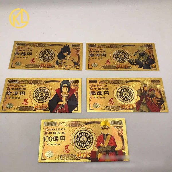 

anime uzumaki naruto figures gold foil money cartoon kakashi commemorative coins collection letters metal playing game card kid toy gift