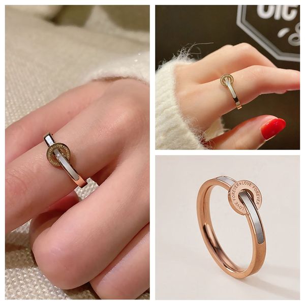 

luxury brand love forever engagement ring rose gold white shell rings jewelry for women gift, Silver