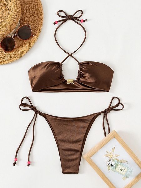 

solid tie side bikini swimsuit p4jv#, White;black