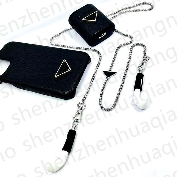 Top Luxus 3-teiliges Set Kopfhörerschutz Magnetische Anhänger Halsketten Handyhüllen für iPhone 12 Promax 11 11Pro X XS XR XSMAX PU L343B
