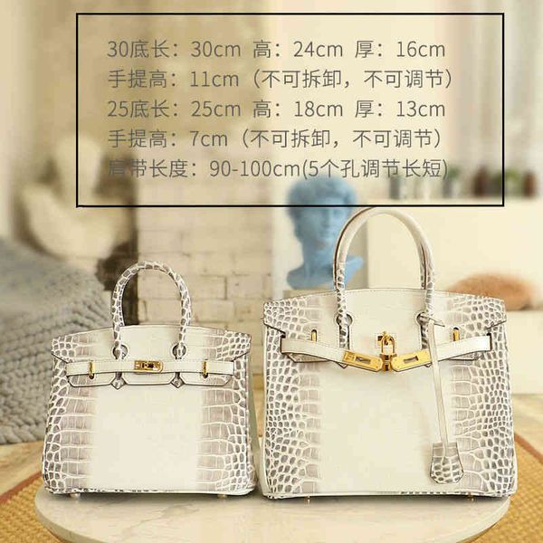 

designer luxury birkinss handbags embossed manual layer cowhide crocodile single shoulder handbag himalayan platinum 30 large leather tt