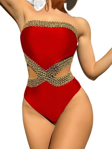 

stitch detail cut out one piece swimsuit a8lq#, White;black