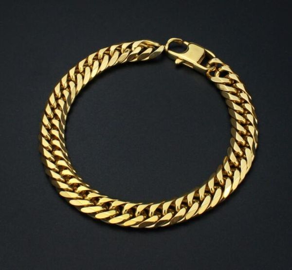 

18k men's 9mm bracelet button chains simple smooth hand decoration 22cm, Silver