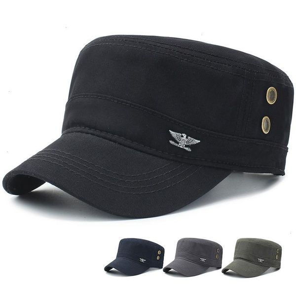 

spring summer flat baseball hats outdoor military hat men women washed army cap solid black green visor, Blue;gray