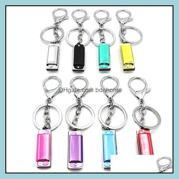 

key rings jewelry mini 4 hole keychain harmonica chain children gift drop delivery 2021 dhjvy, Slivery;golden