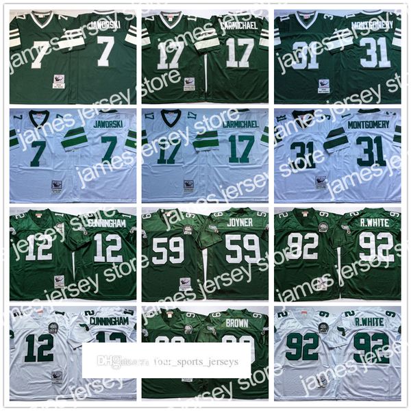 

james ncaa 75th vintage football 12 randall cunningham jerseys 92 reggie white 99 jerome borwn 59 seth joyner 31 wilbert montgomery 17 harol, Black;red