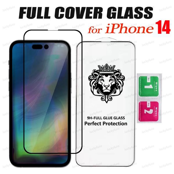 Vollständig klebende Displayschutzfolie aus gehärtetem Glas für iPhone 14 plus 13 12 Mini 11 PRO MAX XR XS 6 7 8 SE Samsung Galaxy A73 A13 A23 9H transparent Anti-Kratzer