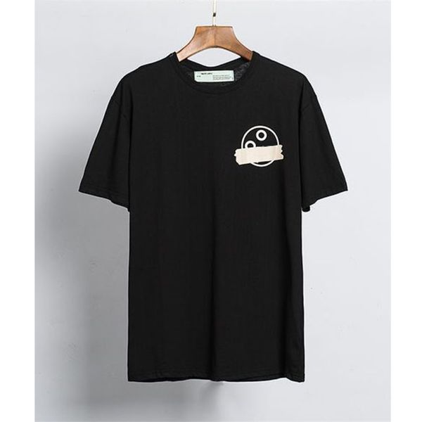 

classic mens fashion offs designer t shirts brand back adhesive strip arrow t-shirt luxury letter print casual loose clothing women couples, White;black