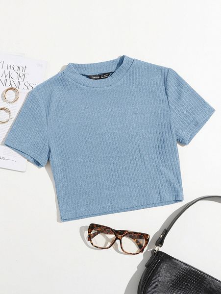 

rib-knit solid tee 84uu#, White