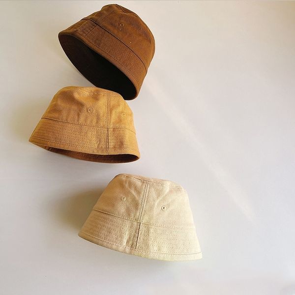 Cappello della benna del bambino Ragazza del ragazzo Cappelli da pescatore di colore solido Estate Cotone all'aperto Casual Berretto da sole per bambini Cappellini Panama per 1-3 anni