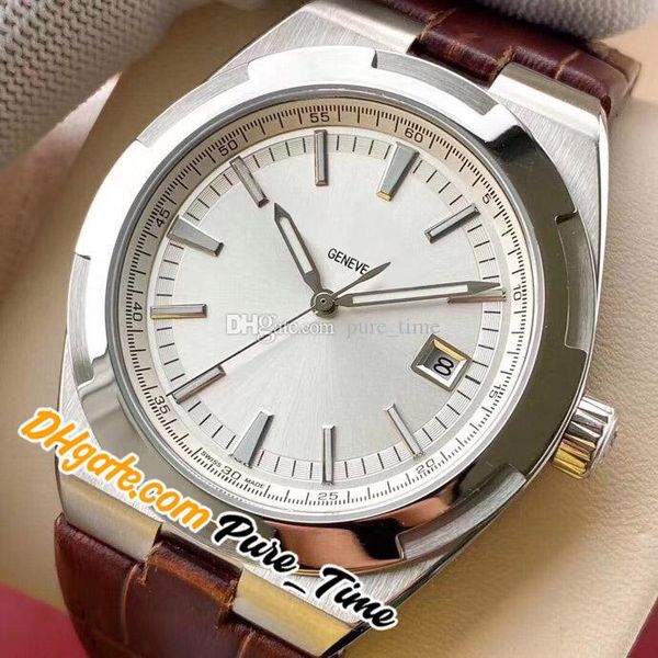 

mlf overseas 42mm 4500v/000r-b127 automatic mens watch 4500v black dial stick markers steel case leather strap gents watches pure_time e134, Slivery;brown