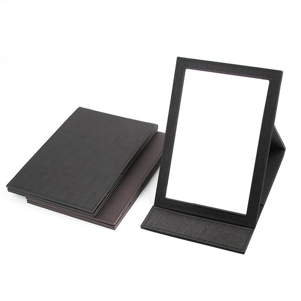 

high-end jewelry store special foldable cosmetic mirror pu leather convenient storage mirrorr, Black