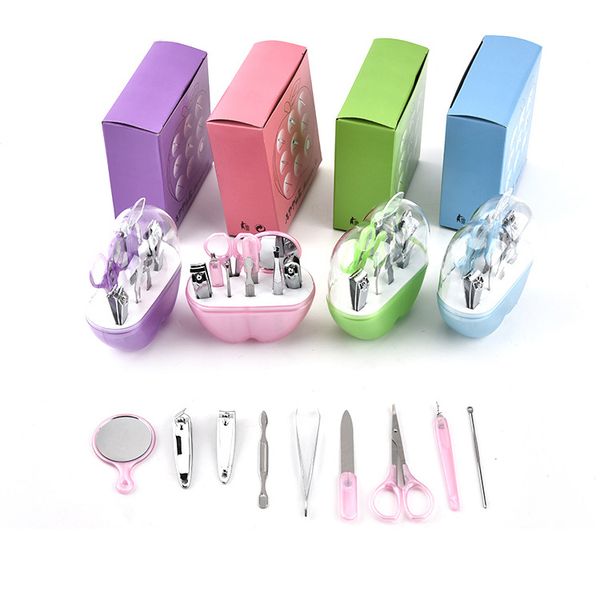 

other wedding favors apple nail tools sets stainless steel kits 9pcs/set fashion mirror nail makeup travel manicure set