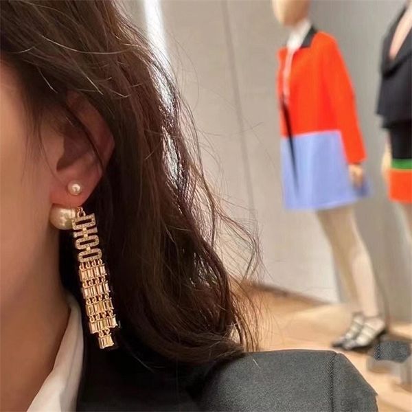 

jewelry online pearl letter square diamond fashion trend temperament high sense female earrings accessories, Golden