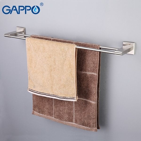 GAPPO Portasciugamani per montaggio a parete Rack in acciaio inox Supporto per appendiabiti da bagno Doppio binario Ripiano per il bagno Hardware per il bagno Y200407