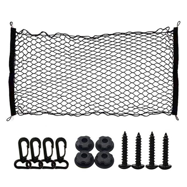 Автомобильный организатор Universal Truck Cargo Net 110x60cm Auto Care Trunk Trunk Организатор хранения нейлоновой эластичная сетка с 4 Hookcar OrganizeCarar