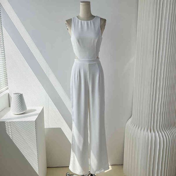 

women's jumpsuits rompers foreign trade original single royal sister fan high sense goddess suit jumpsuit round neck hollow sleeveless, Black;white