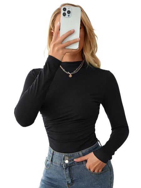 

solid mock neck tee g9tt#, White