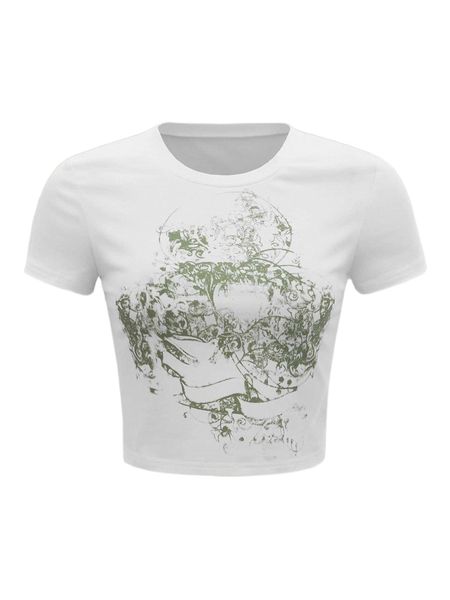 

romwe graphic print tee 524g#, White