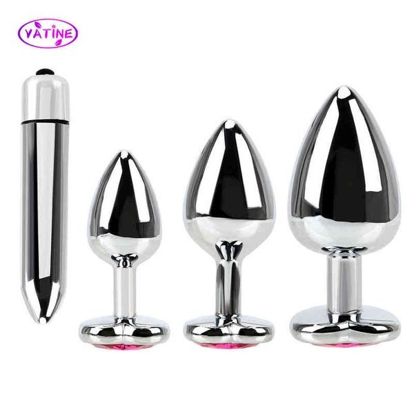 28-42mm Metall Anal Plug Vibratoren Für Frauen Klitoris Vaginal Männer Butt Dilatator Dildo Weibliche Masturbator Sex Spielzeug erwachsene Erotik Shop Y220427