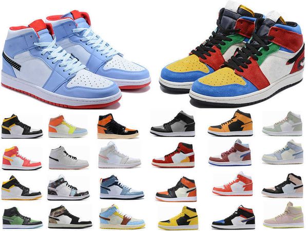 

2022 1s men women casual shoes light chocolate championship navy panda crimson tint dark russet game royal syracuse spartan green mens mahog, Black