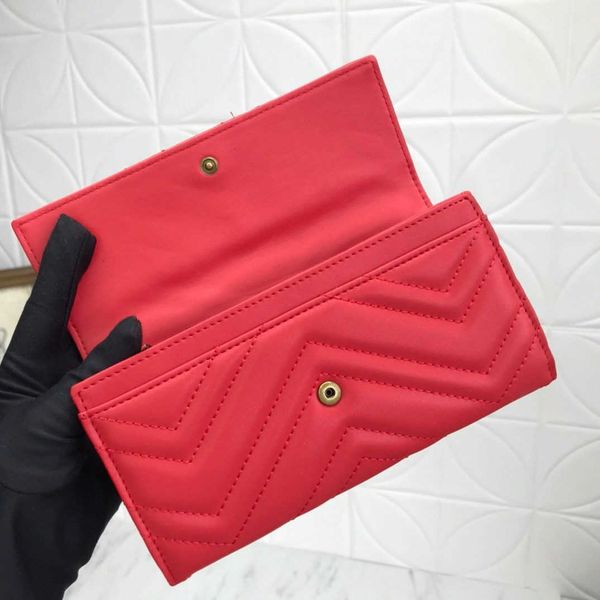 

443436 marmont continental wallet designer womens long flap leather wallets card holder zip coin slim purse key pouch mini pochette, Red;black