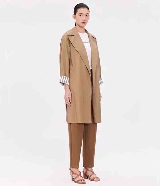 

women's trench coats iczhihe qingxing windbreaker blogger's same large lapel compound autumn and winter coat female, Tan;black